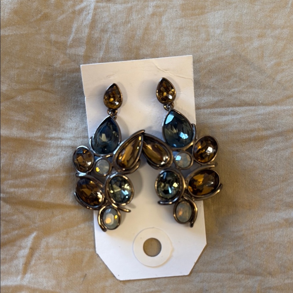 Givenchy crystal Blue and Brown Teardrop Earrings
